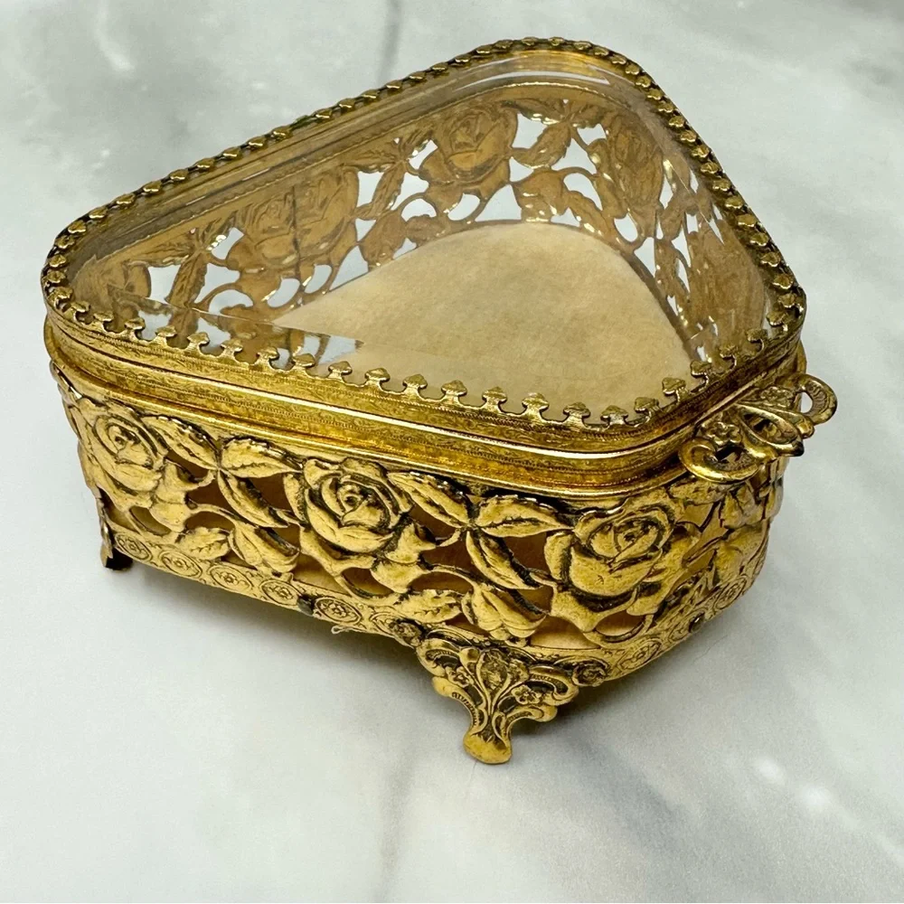 Vintage Ormolu Jewelry Casket Box